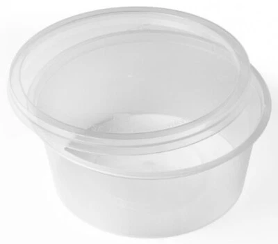 12oz Plastic Container Clear with Lid Microwave Takeaway Tubs Pots Pack of 50 - Image 1 of 3