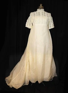 VTG 60's Miss Betsy Bridal Wedding Gown Size SM Floral Chiffon Bodice Party Prom - Picture 1 of 11