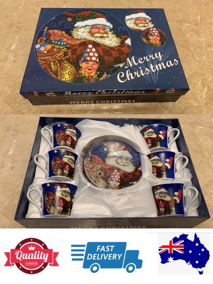 12 pc Coffee Tea Cup And Saucer Christmas Gift Set,Blue Very Small Size,AU Stock - image 1 of 4