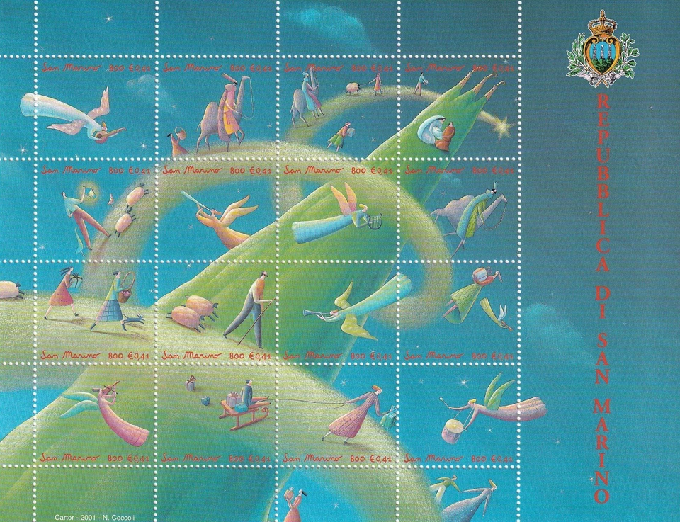 Mini hoja de Navidad San Marino 2001 Yvert 1775/90 MNH VF Foto 1 de 1