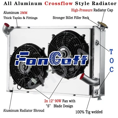 4 Row Radiator&Shroud Fan For 1973-76 Chevy Corvette Base Stingray 5.7L 7.4L, V8 Foto 1 de 4