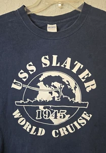 USS Slater DE 766 US Navy Destroyer Escort 1945 World Cruise Shirt Size Large - Picture 1 of 7