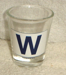 CHICAGO CUBS Wrigley Field FLY THE W WIN Flag Logo Shot Glass NEW OFFICIAL - Picture 1 of 1