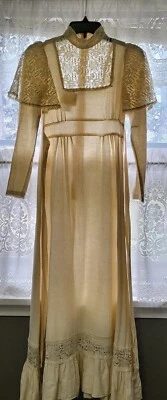 Vestido De Colección Gunne Sax por Jessica Marfil Corbata Maxi Pradera Boho Cottage Core Foto 1 de 4