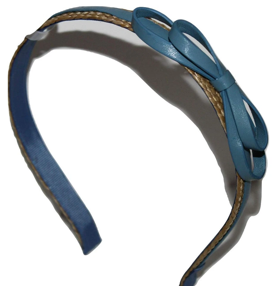 Diadema con lazo de cuero sintético azul 5-12 Baby Gap nueva con etiquetas para niñas con ribete de yute Foto 1 de 1