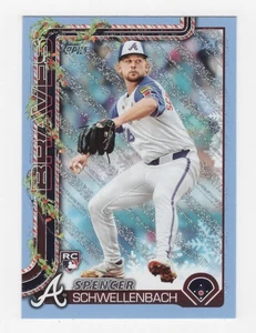 2025 TOPPS HOLIDAY MEGA LIGHT BLUE & WHITE GLITTER SPENCER SCHWELLENBACH BRAVES - Picture 1 of 2