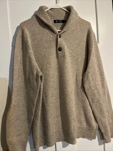 J Crew Sweater Herren XL hellbraun 100% Lammwolle Schalkragen Vintage Pulli Sweater - Bild 1 von 4