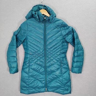 Lands End Wanderweight Quilted Puffer Jacket TEAL Long Down Coat Hood SMALL - Image 1 of 4