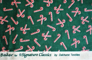 VTG SIGNATURE CLASSICS BY OAKHURST TEXTILES CHRISTMAS CANDY CANES ALLOVER 2 PCS - Picture 1 of 2