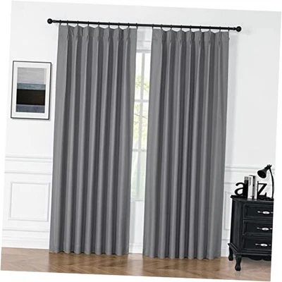  Pinch Pleated Blackout Curtain with Liner Cotton 38"W x 63"L (Pack of 1) Grey - Image 1 of 4