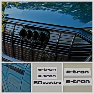 For Audi e-tron 50 quatrro black gloss emblems & badges set etron - Picture 1 of 4