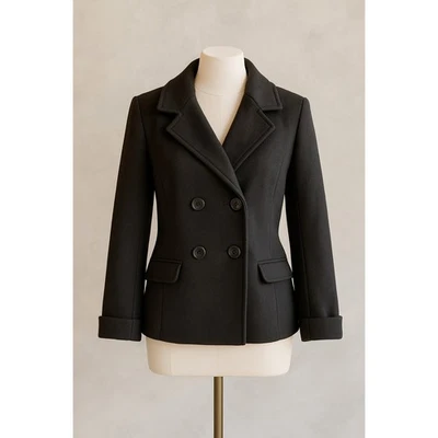 Chaqueta para mujer Robert Louis mediana negra forrada de doble botonadura mezcla de lana Foto 1 de 4