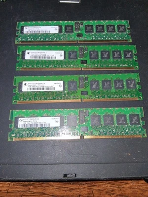 SERVER RAM - Lot of 4 - Infineon 1GB 1Rx4 PC2-3200R HYS72T128000HR-5-A Ram - Image 1 of 2