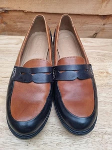 Hotter Dorset Standard Black And Brown Leather Loafers,  UK 7.5, Free P&P  - Picture 1 of 12