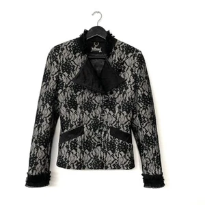 Mothwurf Floral Lace Asymmetric Ruffle Austrian Couture Blazer Jacket Size 36 - Picture 1 of 10