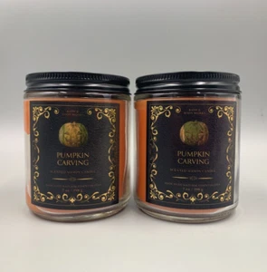 Bath & Body Works Pumpkin Carving Single Wick Scented Candle S/2 7 Oz #3000D - Picture 1 of 2