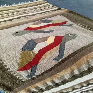 Meeresschildkröte Decke Chenille Fransen Handarbeit Überwurf Streifen Schmucktöne 76x50 - Bild 1 von 11