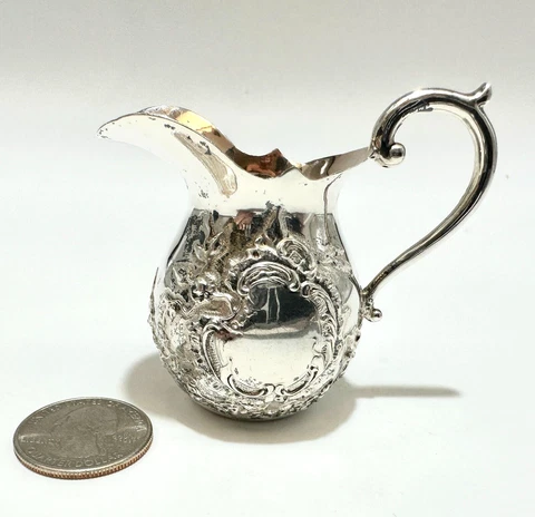 ANTIQUE POSEN 800 SILVER VICTORIAN MINIATURE PITCHER CREAMER NO MONOGRAM Cover