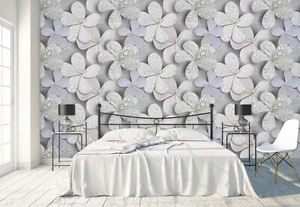 3D White Petal S493 Wallpaper Mural Self-adhesive Removable Sticker Kids Pa - Picture 1 of 12