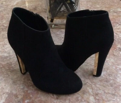 New Call It Spring Lovelarwen Black Suede Metallic Heel Bootie Size 6.5, $69 - Image 1 of 4