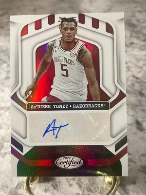 2022 Panini Certified AU'DIESE TONEY Autograph Arkansas Razorbacks Auto Rookie - Image 1 of 2