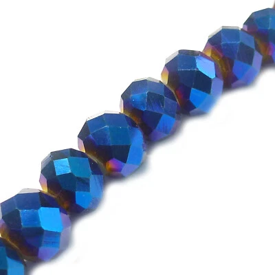 Glasperlen facettiert geschliffen Rondell ca. 9,8x7,5 mm blau lila 67 Perlen - Bild 1 von 4
