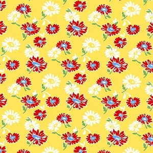 Wild Flour, Tossed Daisies, Yellow, Cotton Quilt Fabric BTY 44" - Picture 1 of 3