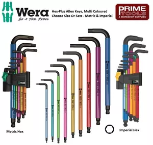 Wera Hex-Plus Multi Colour Ball-End Hex Allen Key Metric / Imperial -Choose Size - Picture 1 of 22