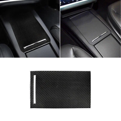 Cubierta de caja de almacenamiento central interior de fibra de carbono para Tesla Model X 2016-2019 Foto 1 de 4