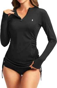Soothfeel Rash Guard Shirt Women's M Black Long Sleeve UV Sun Protection UPF 50 - Picture 1 of 12