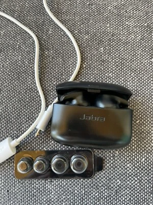 EUC Jabra Elite 65t black/silver wireless earbuds, charging case, charger - Image 1 of 4