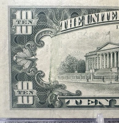 $10 1988A FEDERAL RESERVE NOTE ERROR - Solvent Smear Error Notes - Image 1 of 4