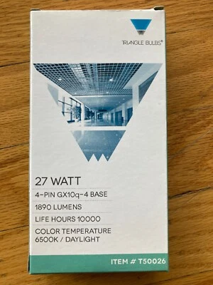 TRIANGLE BULBS 27 WATT 6500K DAYLIGHT 4-PIN GX10q-4 FLOURESCENT 1890 LUMENS - Image 1 of 3