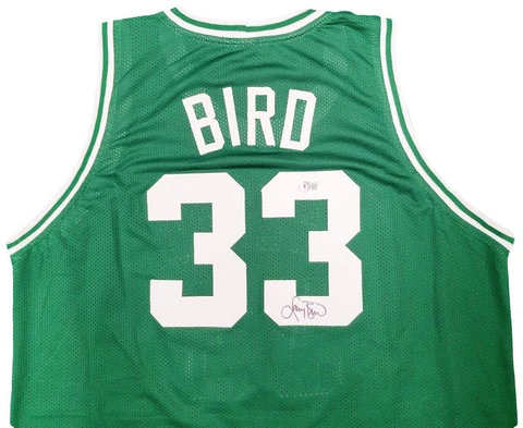 Boston Celtics Larry Bird Autographed Green Jersey Cover