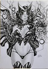 Sexy Scarlet Witch original comic art drawing by artist Claudio Ferreira