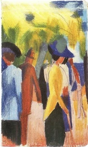 Walking under trees [2] by August Macke Giclee Fine Art Print Repro on Canvas - Bild 1 von 1
