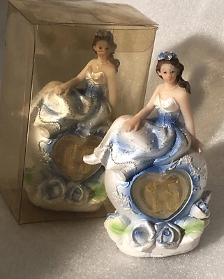 Juego de 2 figuras de niña quinceañera adornos para pasteles 15 cumpleaños 4,5" luces Foto 1 de 4