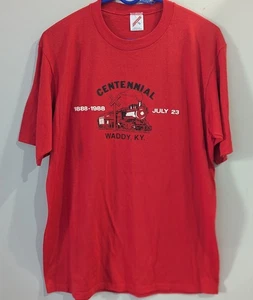 Jerzees Tag Single Stitch Sleeves Only USA Made/Red Centennial Graphic Shirt XL - Picture 1 of 13