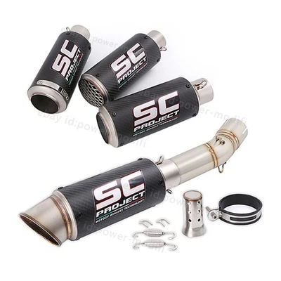 For Kawasaki Ninja ZX10R 2011-2025 Mid Exhaust Pipe Slip On Carbon Muffler Tips - Image 1 of 4