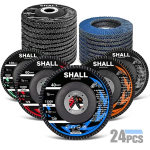 24-Pack Flap Discs, 4-1/2" X 7/8", Zirconia Grinding Wheel, 40/60/80/120 Grit - Picture 1 of 12