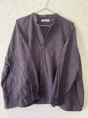 ICHI Antiquites Lino Blusa Camisa Negro Carbón F/S de Japón - Imagen 1 de 4