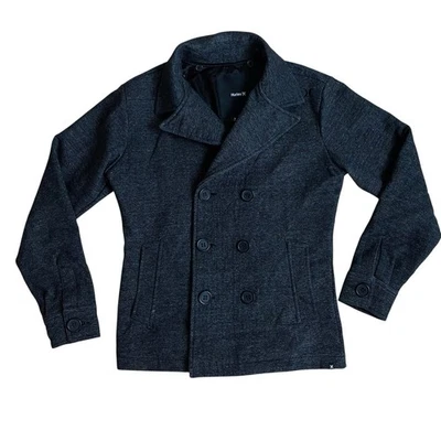 Chaqueta de chaquetón Hurley forrada gris de doble botonadura para mujer abrigo pequeño de guisante Foto 1 de 4