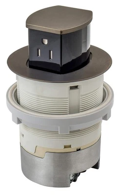 HUBBELL 15A Kitchen Counter Receptacle, Surface Mount, Pop Up, RCT200BZE, BRONZE - Image 1 of 4