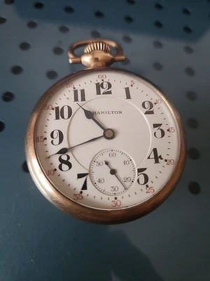 Reloj Bolsillo Hamilton 992 1921 Grado Ferroviario 21J Oro Rueda Central Ex. Fino  Foto 1 de 4
