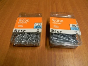 Grip Fast #8 x 1/2 in (180 Ct), #10 x 2" (50 Ct) Phillips Flat Head Zinc Screws - Picture 1 of 2