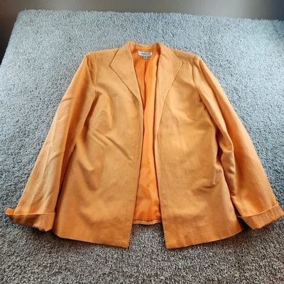 Chaqueta Blazer Coldwater Creek Naranja Seda Mezcla Lino Talla M Frente Abierto Foto 1 de 4