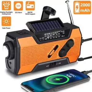 Emergency Solar Hand Crank Weather Radio 2000mAh Power Bank Charger Flash Light - Picture 1 of 7