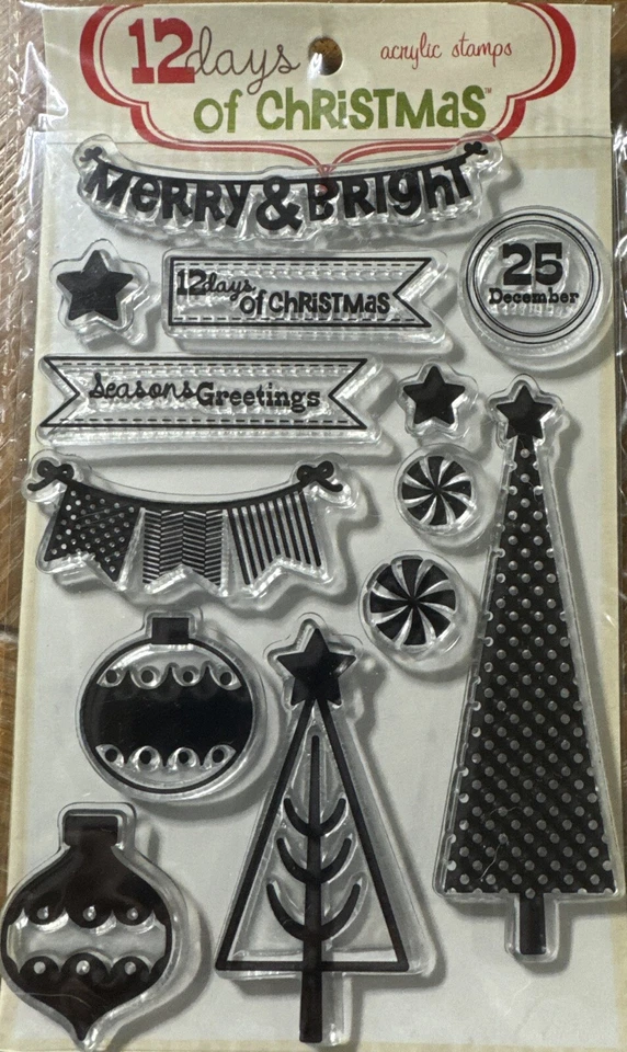 CONJUNTO DE SELOS ACRÍLICOS MY MIND'S EYE 12 DIAS DE NATAL 120106 Novo 🔥 - Imagem 1 de 4