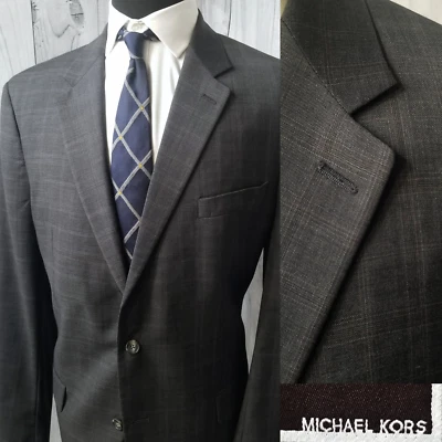 Michael Kors Men's Blazer 44L Gray Plaid Blazer Sport Coat Jacket Wool - Image 1 of 4