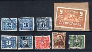 Kanadische Einnahmen - 9 verschiedene Einnahmenmarken (E688) - Bild 1 von 1